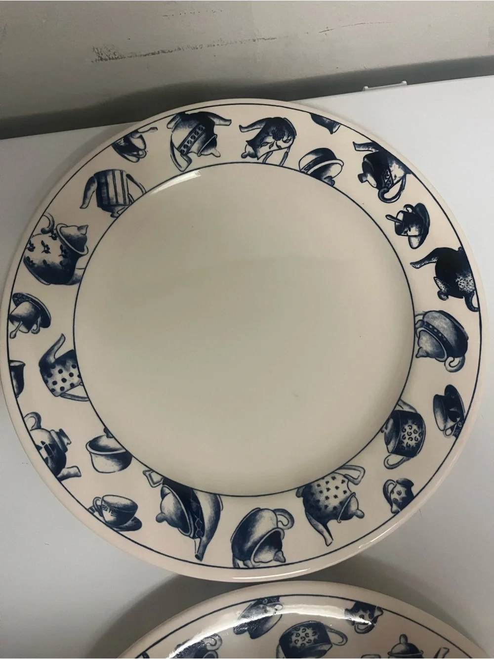 Vintage Pier 1 Angleterre Blue Teapot Dinner Plate 10